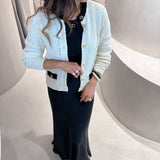 Cardigan TWINSET em malha tricotada com botões branco