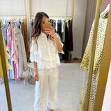 Camisa em Linho Branca com Renda | Twinset