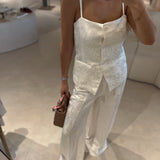 Top TWINSET em cetim branco com textura