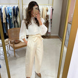 Calça palazzo TWINSET em sarja com cinto