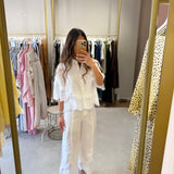 Camisa em Linho Branca com Renda | Twinset