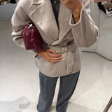 Casaco Curto em Fazenda de Lã com Cinto Bege | Liu Jo