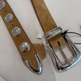 Cinto em Pele Bege com Tachas | Violeta Store