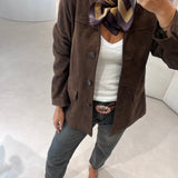 Blazer em Camurça Castanho Flora | Semicouture