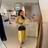 Vestido Midi em Linho Mostarda | OTTOD'AME