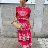 Conjunto Bordado Cereja com Detalhes em Coral | VIOLETA