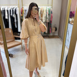Vestido midi LIU JO em popelina bege