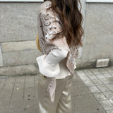 Calças de Cetim em Bege com Fendas | Liu jo