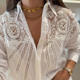 Camisa Jessika Branca com Renda | Semicouture