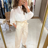 Calça palazzo TWINSET em sarja com cinto