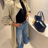Trench Coat Bege Comprido com Folhos | BA&SH