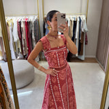 Vestido Midi Estampado Bordô | Violeta Store