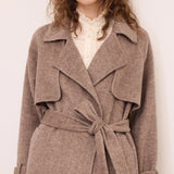 Trench Coat Comprido com Cinto em Mistura de Lã | OTTOD’AME