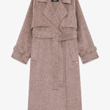 Trench Coat Comprido com Cinto em Mistura de Lã | OTTOD’AME