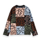 Camisola Oversized em Jacquard – Leopard Patchwork | Scotch & Soda
