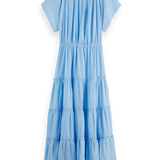 Vestido comprido Scotch & Soda de bordado inglês azul