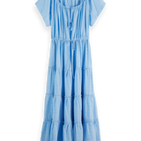 Vestido comprido Scotch & Soda de bordado inglês azul