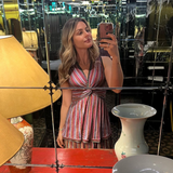 Vestido longo de folhos Cecilia Prado em malha tricotada