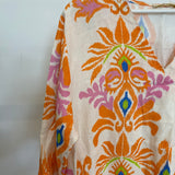 Vestido midi com padrão laranja