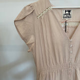 Vestido camiseiro comprido bege