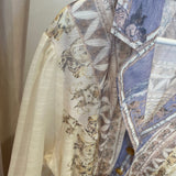 Vestido Midi com Padrão e Mangas Transparentes