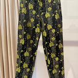 Calças SCOTCH&SODA de Cetim com Bordados em Verde