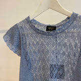 Blusa de manga curta em croché