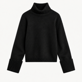 Camisola Ralphina Preta Gola Alta em Cashmere | SEMICOUTURE