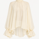 Blusa Renie Ecru em Georgette com Faixa | SEMICOUTURE