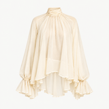 Blusa Renie Ecru em Georgette com Faixa | SEMICOUTURE