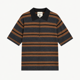Polo Elsa Riscas Cinza e Preto em Lã | SEMICOUTURE