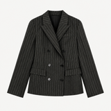 Blazer Janel Riscas Cinza e Canyon em Lã Gessata | SEMICOUTURE