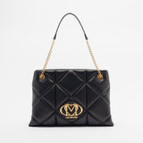 Mala tote bag acolchoada em preto com logo metálico | Love Moschino