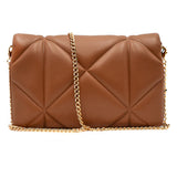 Mala de ombro Love Moschino acolchoada em camel e logo metálico