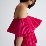 Vestido curto plissado