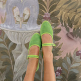 Alpercata Mary Jane Justina em linho verde