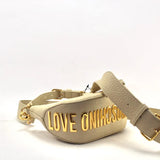Mala mini bag Love Moschino cru com letras metálicas