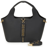 Mala de mão em preto com logo metálico | Love Moschino