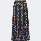 Saia Natalia Preta Maxi Plissada Floral | FARM RIO