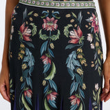 Saia Natalia Preta Maxi Plissada Floral | FARM RIO