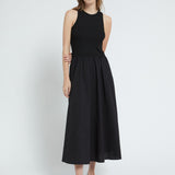 Vestido midi Ottod'ame em popelina e malha preta