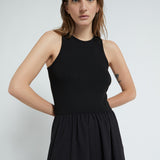 Vestido midi Ottod'ame em popelina e malha preta