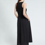 Vestido midi Ottod'ame em popelina e malha preta