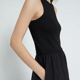 Vestido midi Ottod'ame em popelina e malha preta