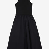 Vestido midi Ottod'ame em popelina e malha preta