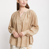 Conjunto camisa e saia Ottod'ame em linho bege