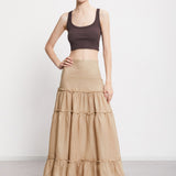 Conjunto camisa e saia Ottod'ame em linho bege