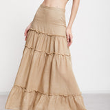Conjunto camisa e saia Ottod'ame em linho bege