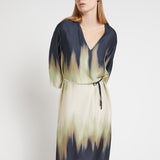 Vestido midi Ottod'ame acetinado com print tie dye