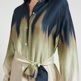Camiseiro acetinado Ottod'ame com print tie dye azul
